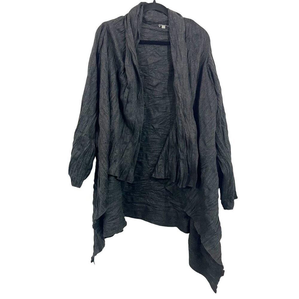 J. Jill Dark Gray Crinkled Wool Jacket Artsy Lagenlook Winter‎ - Size Medium